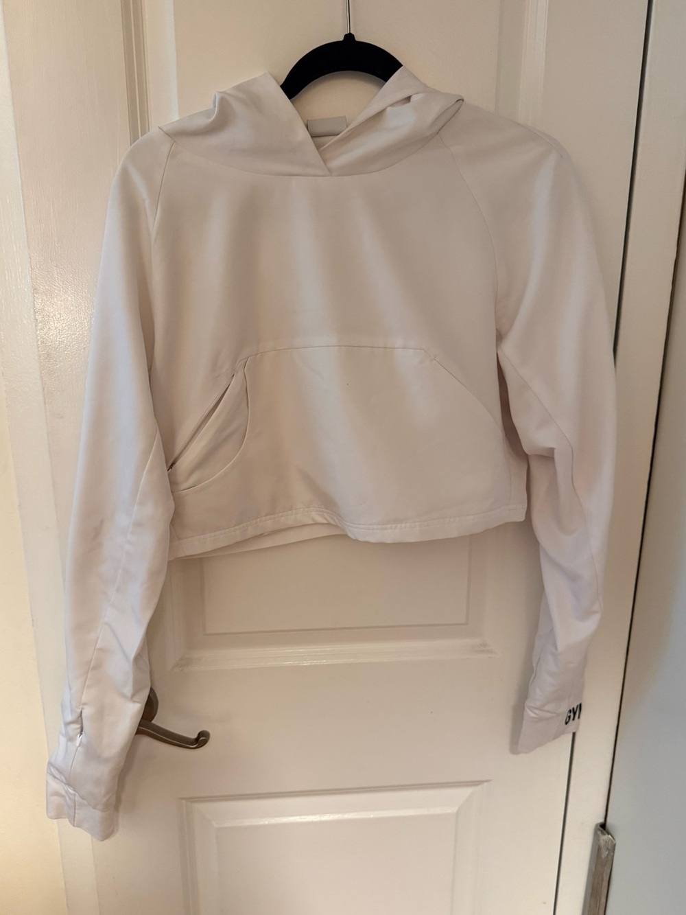Gymshark White Cropped Active Sweatshirt - Size M